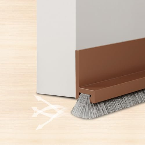Zugluftstopper Dichtungsband für Türen 100CM, Bürstendichtung Selbstklebend Zugluftstopper, Türdichtung mit Bürstendichtung, Zugluftstopper, Selbstklebende Bodenabdichtung für Türen (Braun)