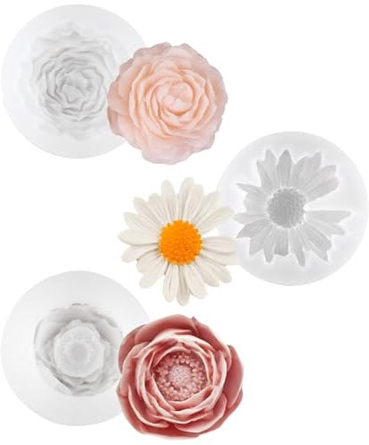 3 Pcs Stampo in Silicone 3D per Fiori Peonia Stampi per Candele Fai Da Te Stampi in Silicone per Resina Fiore per Sapone Cioccolato Caramelle Decorazioni Fiori(Flowers Peony, Rose, Chrysanthemum)
