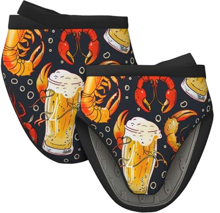 Bedruckte Silikon-Ofenhandschuhe mit Bier- und Krebsmuster, 2 Stück, Mini-Handschuhe, rutschfest, hitzebeständig, für Küche, Backen, Kochen, Grillen