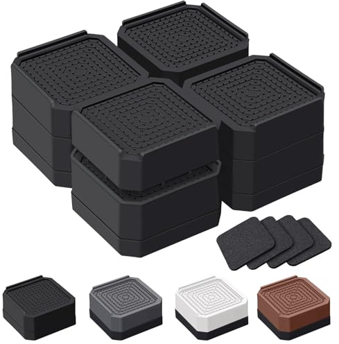 ANNKUT Strapazierfähige Bettmöbelerhöhungen, verstellbare rechteckige Stützblöcke für Betten, Schreibtische, Sofas, Stühle, Hebebühne bis zu 3,8 cm oder 7,6 cm, unterstützt bis zu 1,8 kg (schwarz)