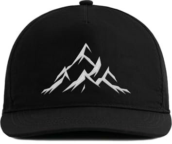 tshirtladen Schwarze Snapback mit Berg-Stickerei - Outdoor Basecap für Herren & Damen - Freizeit Cap mit stylischem Bergsymbol - Perfekt für Wandern, Camping, Natur & sportliche Aktivitäten