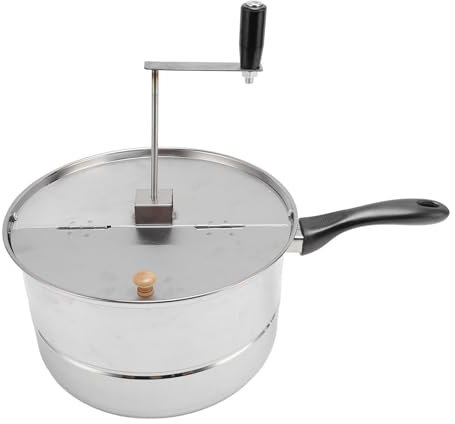 Stoppetop Popcorn Popper, Edelstahl -Popcorn -Hersteller mit Handkurbel, Popcorn -Topf für Gasherd -Induktionskocher, Manueller Handbetriebs -Popcornhersteller, 11x6,5 Zoll