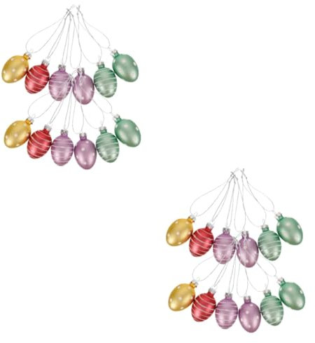BESPORTBLE Ostereier-Dekoration 12er Set Bunte Glas-Osterei Hängeornamente Für Osterkorb Baum Dekoration Und Festliche Anlässe – Ideal Für Ihre Osterfeier Zuhause
