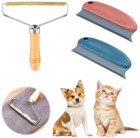 PNPGDYK 3 Pcs Brosse Anti Poils Animaux, Animaux Chat Chien Eliminateur Manuel de Charpie, Brosse Anti Poils Peluche Vetement, Pet Hair Remover
