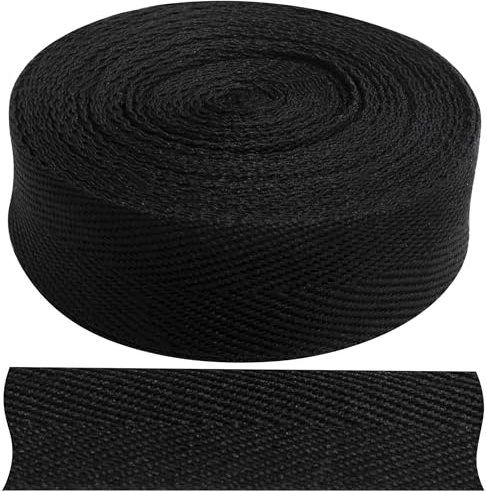 AERZETIX - Fischgrät-Köperband 5 Meter x 20 mm - aus Polyester - Schwarze Farbe - für Diverse Nähprojekte dekorativer Kurzwaren