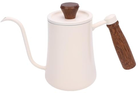 Oreilet Gooseneck Kettle, 600ML Drip Coffee Maker Pot Dripper, Narrow Long Spout with Scale, 304 Stainless Steel Tea Water Coffee Kettle Hand Brewing Pot for Pour Over Espresso (White)
