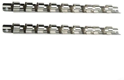RichVibe Socket Organizer Rail Set 1/4 3/8 1/2 Inch Drive Socket Holder Metal Storage Rack with 8 Clips for Garage Workshop Mechanic Tools Storage(3-8)