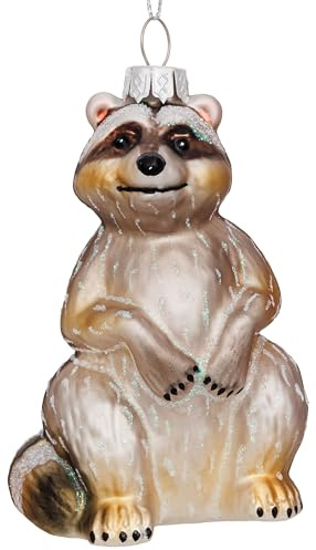 SIKORA Waschbär besondere Weihnachtskugel Glas Christbaumschmuck Deko Figur Weihnachten Anhänger Ornament - Trend Line - BS929