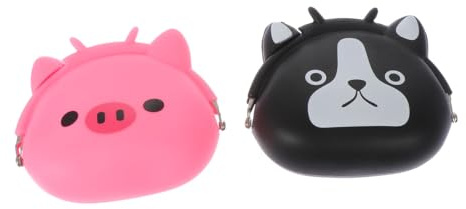 Gatuida 2 Pezzi Portamonete Silicone Animali Clip Pratica Borsetta per Monete Cane e per Make-Up e Accessori