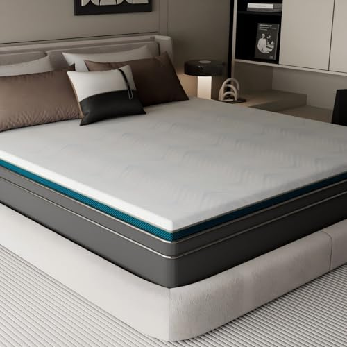 Confortil Surmatelas 160x200, Épaisseur 7.5cm, Mousse à Mémoire de Forme Gel, 2 Personnes, Housse Amovible Lavable (Surmatelas 160x200cm)
