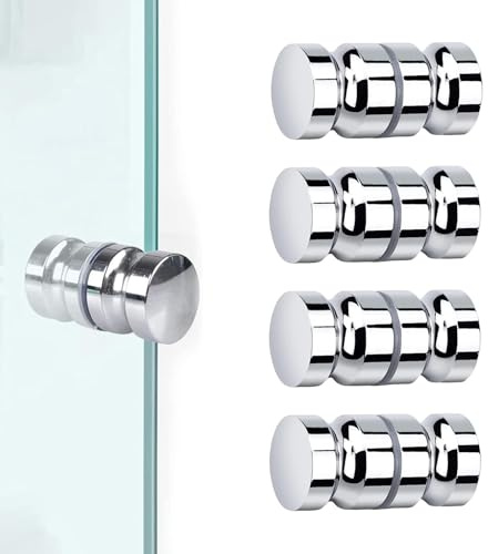 OUTALIZ Pomello per Porta Doccia, 4 Pezzi Pomello per Porta della Doccia, Manopole di Ricambio per Box Vasca da 30 Mm in Acciaio Inox, con Vite M8, per Cucina, Bagno, Casa, Scorrevole