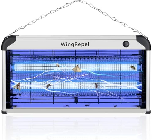 WingRepel Fliegenfalle Elektrisch Insektenvernichter mit UV Lampe 30W, UV Fliegenvernichter Elektrisch Innen, 2400V Leistungsstark Hängende Fliegenfalle Fliegenfänger