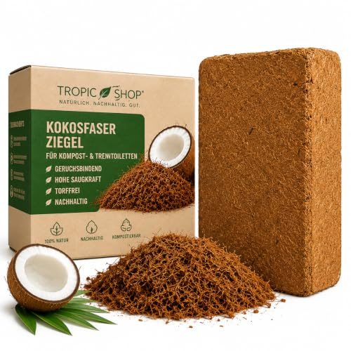 12x Kokosfaser Ziegel 650g für Komposttoilette & Trenntoilette ca. 100 Liter Kokosfaser, Torffrei – Natürliche Einstreu, Hohe Saugkraft, Geruchsbindend, Für Camping, Tiny House, Wohnmobil & Gartenhaus
