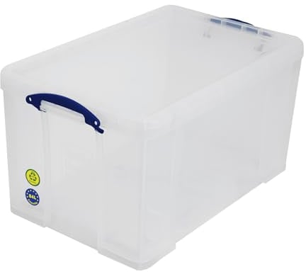 Really Useful 84Litre Box With Lid Clear Spacious Storage Durable Material Stackable