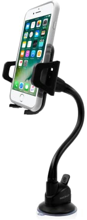 Macally - Soporte de Ventosa Ajustable con Cuello Flexible de 20 cm para iPhone, Smartphone y teléfono móvil