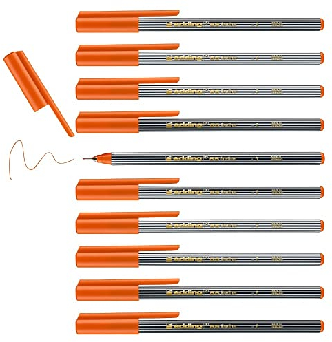 edding 55 - Fineliner - orange - 10 Stifte - 0,3 mm Spitze - Farbstift zum Schreiben, Malen, Unterstreichen, Illustrieren - für Kinder und Erwachsene, Schule, Homeoffice, Büro