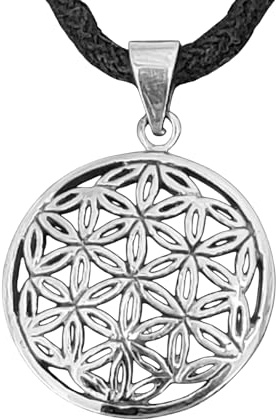 Blume des Lebens Anhänger aus 925 Sterling Silber mit Baumwollband Si. 95A