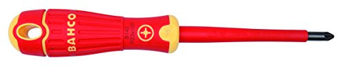 Bahco IRB142.001.080 Insulated Screwdriver PZ1X80, Red/Yellow