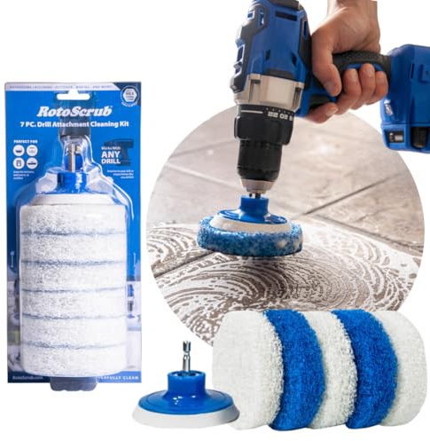 RotoScrub Bathroom Cleaning Drill Accessory Kit 4x4x8.5 Blue & White