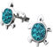 Laimons Mädchen Kids Kinder-Ohrstecker Ohrringe Kinderschmuck Schildkröte Reptil Glitzer türkis glanz aus Sterling Silber 925