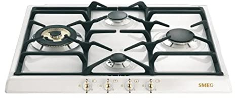 SMEG SPR864BGH, Plaque de cuisson à gaz COLONIALE, White (gold knobs)