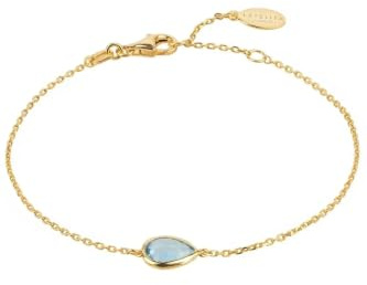 LATELITA Pisa Mini Teardrop Bracelet Gold Blue Topaz