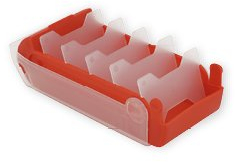 TimeTEX - Karteikasten aus robustem Kunststoff, A8, Halbtransparent mit einschiebbarem Deckel, 5-Fächer-Lernmethode, 20x9x6,5cm, Farbe: rot