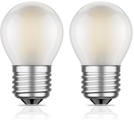 ledscom.de 2 Stück E27 LED Leuchtmittel, G45, warmweiß (2700 K), 4 W, 477lm, gefrostet