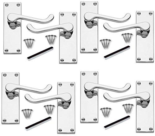 Haven Heritage Door Handles: Chrome Modern Scroll Door Handles (4 Sets)