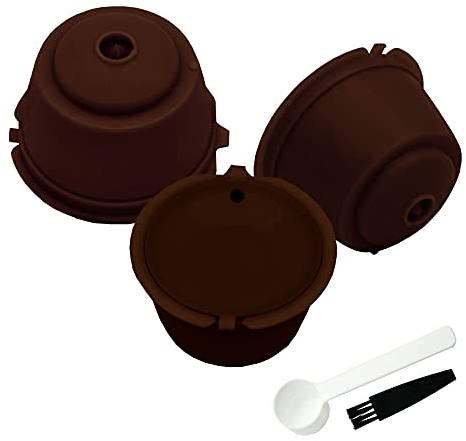LIGICKY Lot de 3 capsules de café rechargeables pour capsules de café Nescafe Dolce Gusto réutilisables avec cuillère et brosse de nettoyage