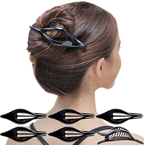 RC ROCHE 6 Stück Entenschnabel Haarspange Haarklammern Ovale Kurvig Elegant Clip Rutschfest Seitliche für Damen für Dickes Haar und Dünnes Haar, Medium Schwarz