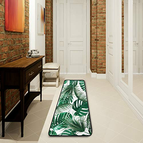 Mnsruu Tropical Palm Tree Leaves Green Jungle Collection Area Mat Rug Rugs for Living Room Bedroom Kitchen 61cm x 182.88cm(2 x 6 feet)