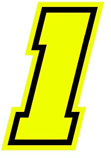 4R Quattroerre.it 13381 Numero Racing 1 Moto GP, Giallo Fluo, 10 x 7 cm