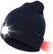 INHDBOX LED Mütze Kappe, Strickmütze mit USB Nachladbare Licht, Beleuchtung und blinkende Warnungs-Arten 8 LED, einfache Installation Vorne Hinten Scheinwerfer-Mütze, Unisex-Winterwärmer-Strickkappe