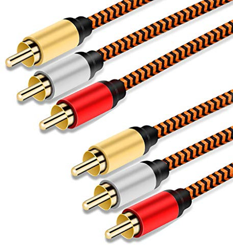 Cable de audio y vídeo RCA de 4 m, Youii 3RCA a 3RCA compuesto AV cable compatible con decodificador de caja, altavoz, amplificador, reproductor de DVD, chapado en oro de 24 quilates.