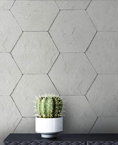 NEWROOM Tapete Grau Vliestapete Stein - Steintapete Modern Schwarz Hexagon Beton Steinoptik Industrial Backstein Steinmauer inkl. Tapezier-Ratgeber