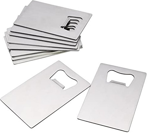 Ponpong Stainless Steel Credit Card Beer Bottle Openers, 10 Pieces