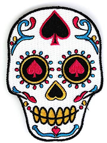 Embroidered Sugar Skull Ace of Spades Iron on Patch