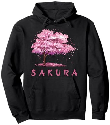 Vintage Japanese Cherry Blossom Tree Sakura Watercolor Art Pullover Hoodie