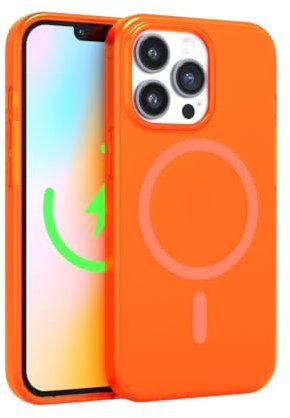FELONY CASE - Stylish Neon Orange Crystal Clear Phone Cover for iPhone 12 Pro Max, Compatible with MagSafe - 360° Shockproof Protective Cases
