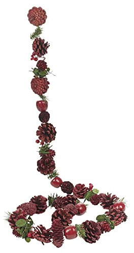 URBNLIVING 150cm Genuine Pinecone Christmas Garland Tree Fireplace Décor Xmas Door Wreath (Red)