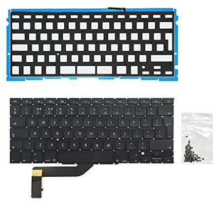 ICTION Nuevo Reino Unido teclado con contraluz+tornillos reemplazo QWERTY para MacBook Pro Retina 15 pulgadas A1398 teclado 2012 2013 2014 2015 año