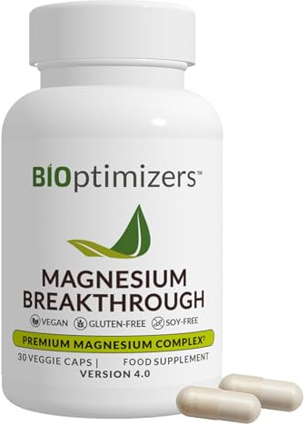 BIOptimizers Magnesium Breakthrough Supplement with 500mg - 7 Forms of Magnesium: Glycinate, Malate, Citrate, and More - Natural Support for Sleep and Cognitive Function -30 Capsules- Calming Vitamins