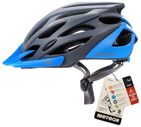 Meteor - Marven Cycle Helmet – Lightweight Adjustable Helmet for Men, Women, Kids – MTB, Bike, Scooter, Skateboard & Hoverboard – Breathable with Detachable Visor - Size L - Blue