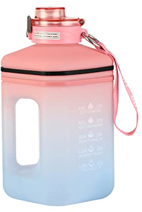 CYGE Hantel Wasserflasche Große Kapazität Sport Gym Flasche Für Erwachsene Mit Strohhalm Sportflasche Wasserkrug Mit Time Marker 1.2L,Blau,1.2L