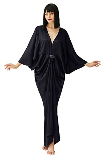 BABEYOND Robe cocon en satin des années 1920 - Style Hollywood - Tenue de fête Gatsby le Magnifique - Manches chauve-souris - Manteau Art déco, noir, taille unique