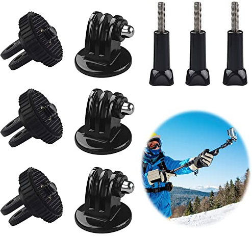 9 Pezzi Supporto Per Adattatore Per Treppiede Con Vite a Testa Zigrinata Per Fotocamera Gopro Hero 10/9/8/7/6/5/4/3/3+/2/1 Session Sj4000 Sj5000 Xiaoyi Action Camera
