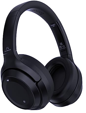 Soundmagic P60BT Audiophile Headphone Wireless Bluetooth HiFi Stereo Sound Best Over-Ear Music Headset with Active Noise Cancelling, HD MIC, Touch Sensitive Control, 50 Hours Playing Time, Black