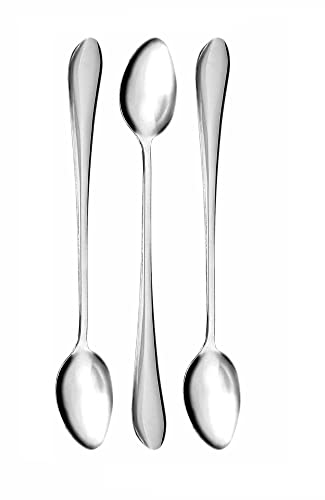 LORD C Latte Spoon Stainless Steel Sliver Long Handled Table Teaspoons Ideal for Coffee Café Latte Cocktail Milkshake Cold Drink Espresso Chocolate Hot Dessert Size 18cm (3 Latte Spoon)