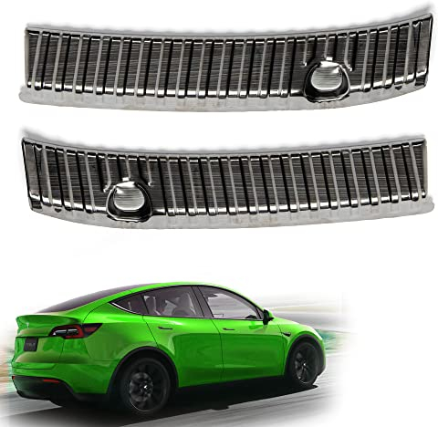 Shop4EV Lot de 2 protections de coffre, de seuil de chargement, en acier inoxydable, compatible avec Tesla Model Y (noir)